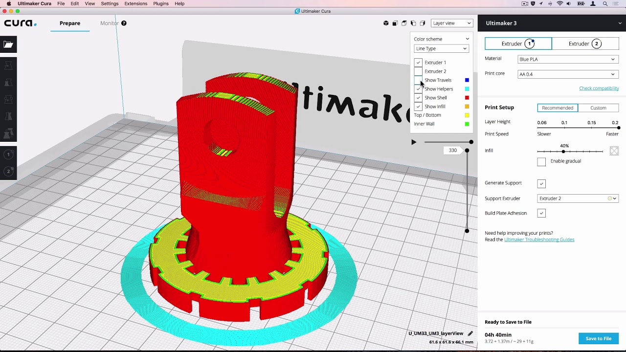 Ultimaker How To Use The Layer View In Ultimaker Cura Youtube