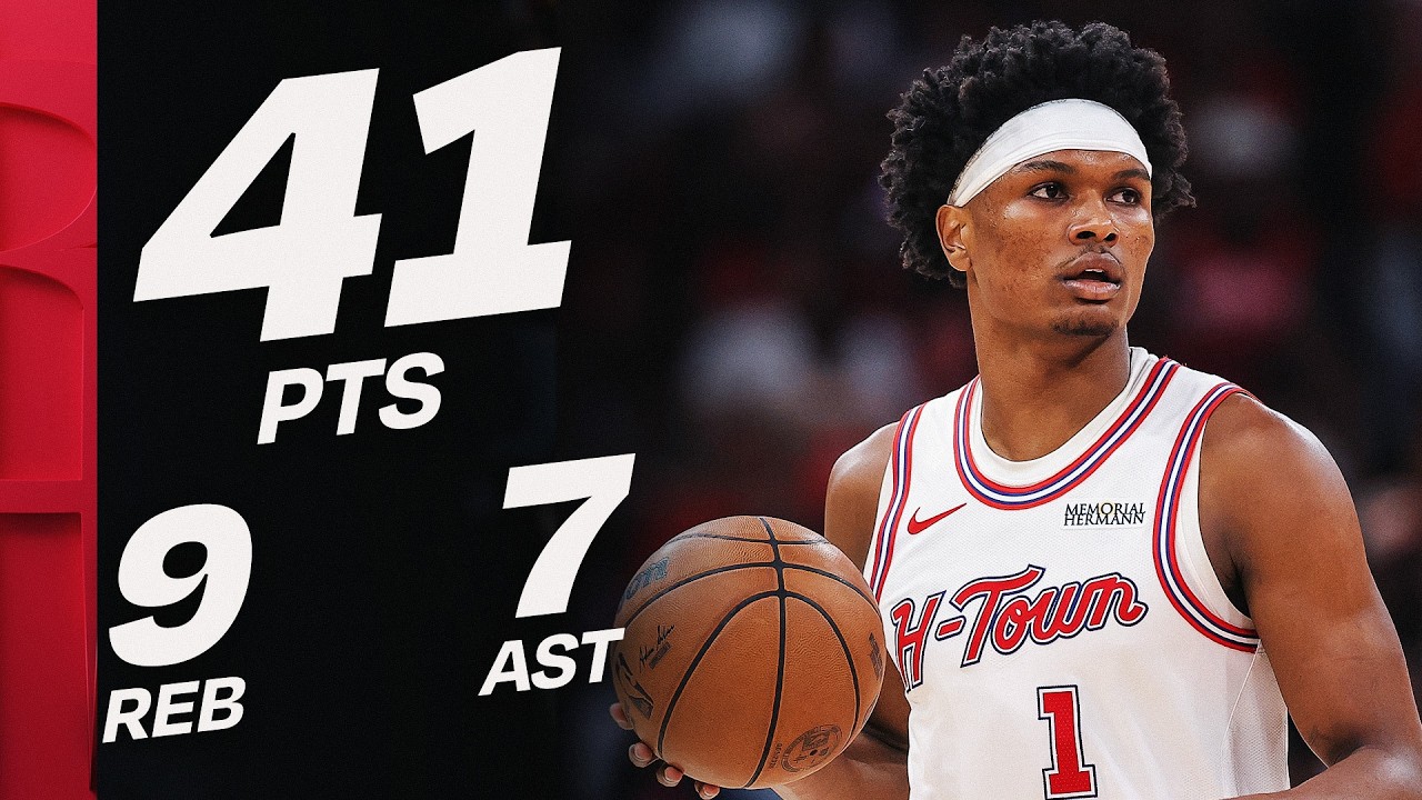Thompson's career-high 41-point night on April 10, 2026, via the NBA's own channel — the version of him Houston just paid for.