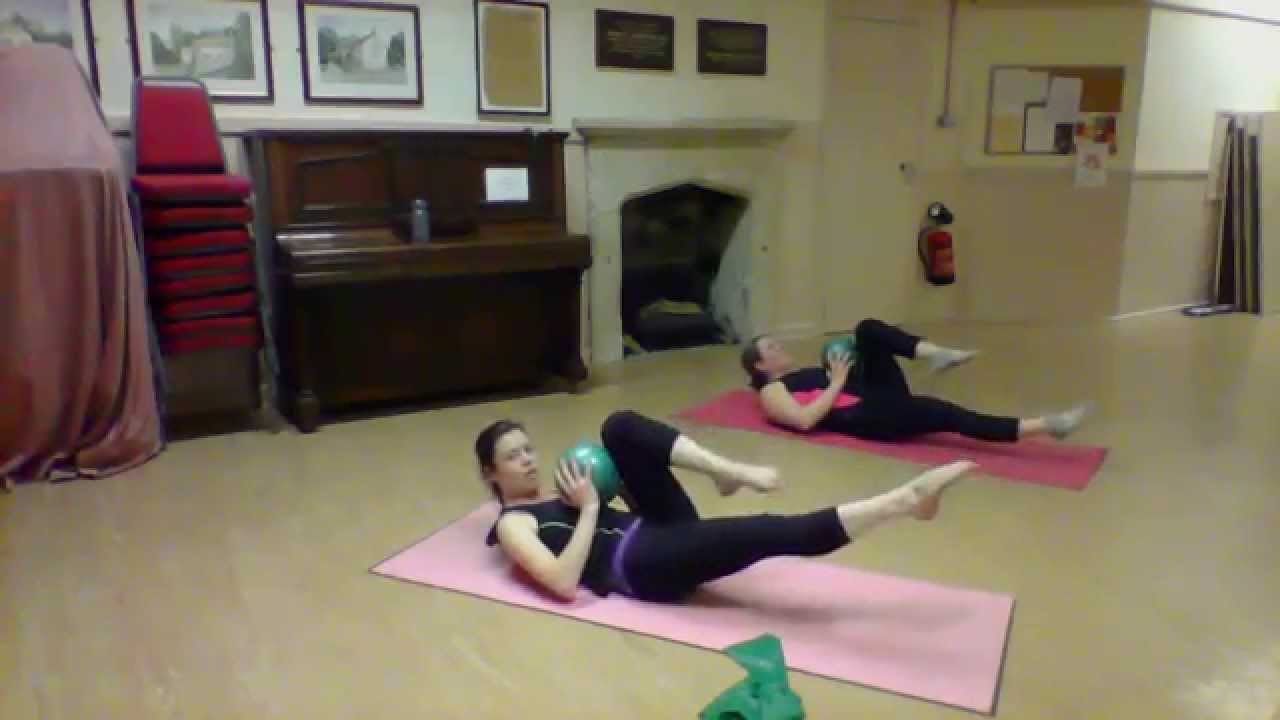 Pilates arm and ab workout with band and miniball YouTube