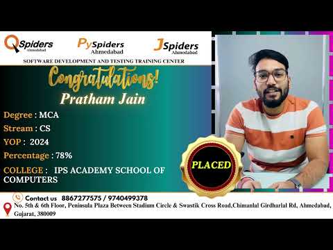 Placement Journey of MCA graduated as Software Engineer .QSpiders | Ahmedabad