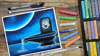 How to draw Lord Shiva Shivling Drawing with Oil Pastel Step by Step for Beginners