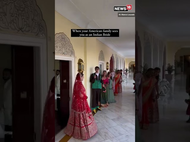 Viral Video | American Bride Wears Indian Lehenga | #reaction | #shorts | English News | #viral class=