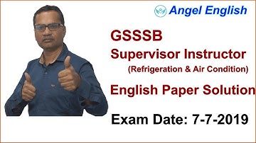 GSSSB Supervisor Instructor-Refrigeration & Air Condition (7-7-2019) | English Answer Keys