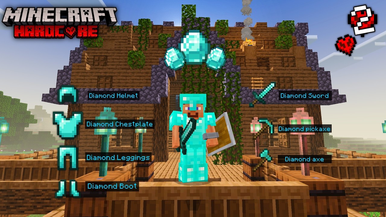 I covered my self in full diamond armour | minecraft hardcore | EP - 2 ...