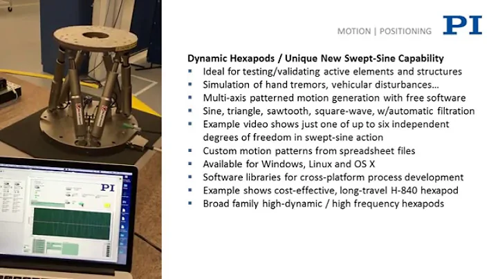 Hexapod 6-DOF Motion Platform for  Swept-Sine Motion Pattern Simulation | H-840  | www.pi.ws