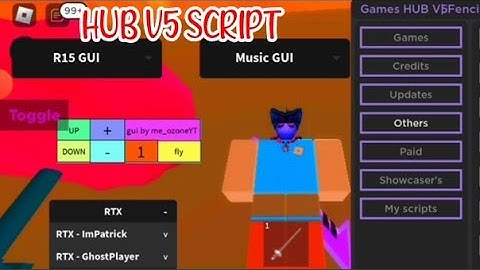 ROBLOX HUB V5 MANY SCRIPTS using FLUXUS EXECUTOR played at Fencing game - script link on comments