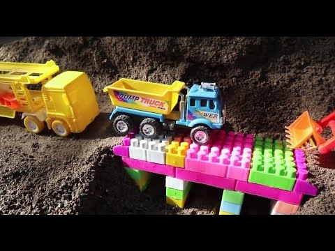 Mobil Truck Merakit jembatan dengan lego  truck pembawa 