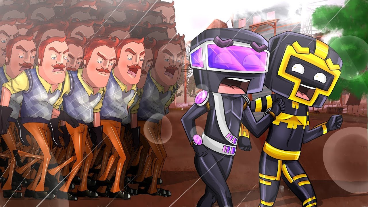 MINECRAFT: RETO DE LA BASE VS TSUNAMI DE HELLO NEIGHBOR 