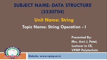 String Operation - I | DS | 3330704 | Ami J. Patel