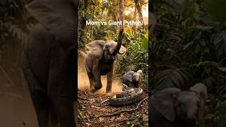 "Mother Elephant Bravely Saves Baby from Giant Python!" | Minimal Safari #nature #wildlife