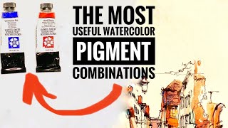 The Most useful color pigment combinations/Urban watercolor sketching /Tutorial for beginners