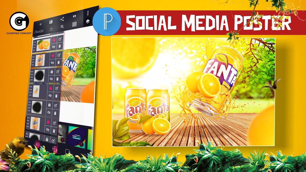 HOW TO DESIGN FANTA SOCIAL MEDIA POSTER (PIXELLAB EDITING) - PART 1