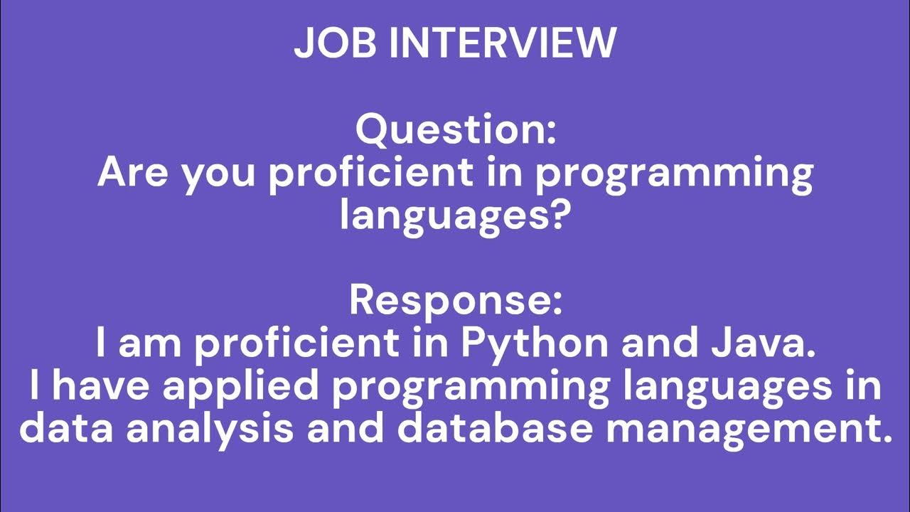 Job Interview - Are you proficient in programming languages? - YouTube