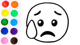 Como Dibujar y Colorear EMOJI TRISTE 😢 Dibujos Fáciles / FunKeep