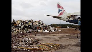 Boeing 747 Queen of The Skies. Airplane Salvage and recycling at Kemble. Scrap yard.  Recycling.