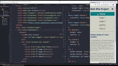 Mobile First Web Project Part 6 Adding a menu toggle button