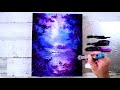 How to paint magical purple landscape  oval brush art  acrylics