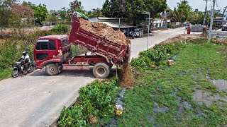 Starting New Project!! Lang filling on the field By Bulldozer KOMATSU D20P​  with 5ton Trucks.