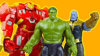 THANOS vs IRON MAN HULKBUSTER & HULK family avengers superhero toys