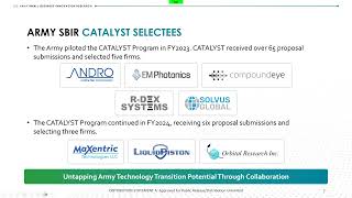 Army SBIR CATALYST Program Overview