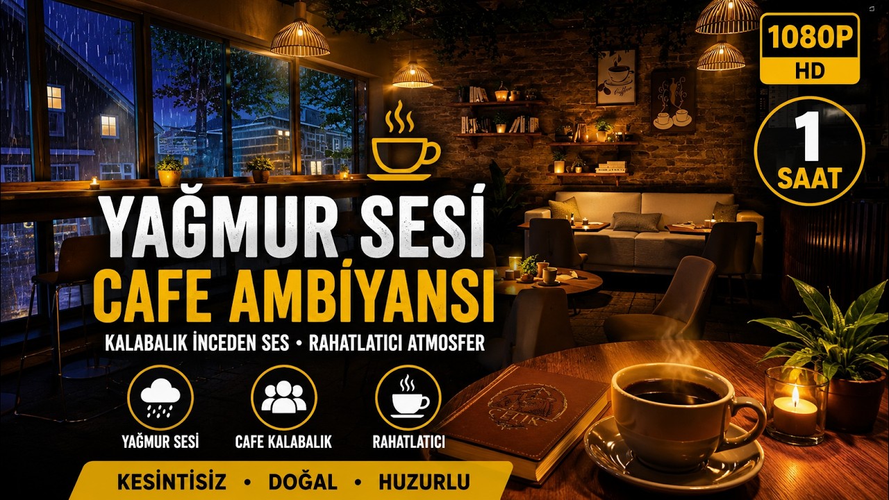 1 Saat Yağmur Sesi ve Kafe Ambiyansı ☕ | Rahatlatıcı Kafe Ortamı, Çalışma ve Ders İçin