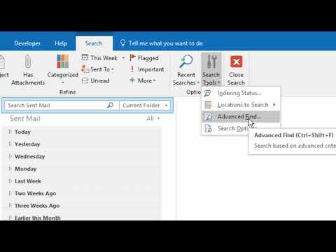 Microsoft Outlook Advanced Find Feature