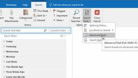 Microsoft Outlook Advanced Find Feature