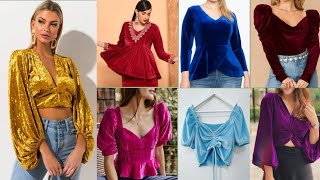 latest velvet top designs||designer velvet top||stylish velvet croptop designs||partywear velvet top