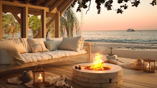 Tropical Beach Porch in Summer Ambience with Relaxing Sea Waves, Crickets & Fireplace Sounds screenshot 5