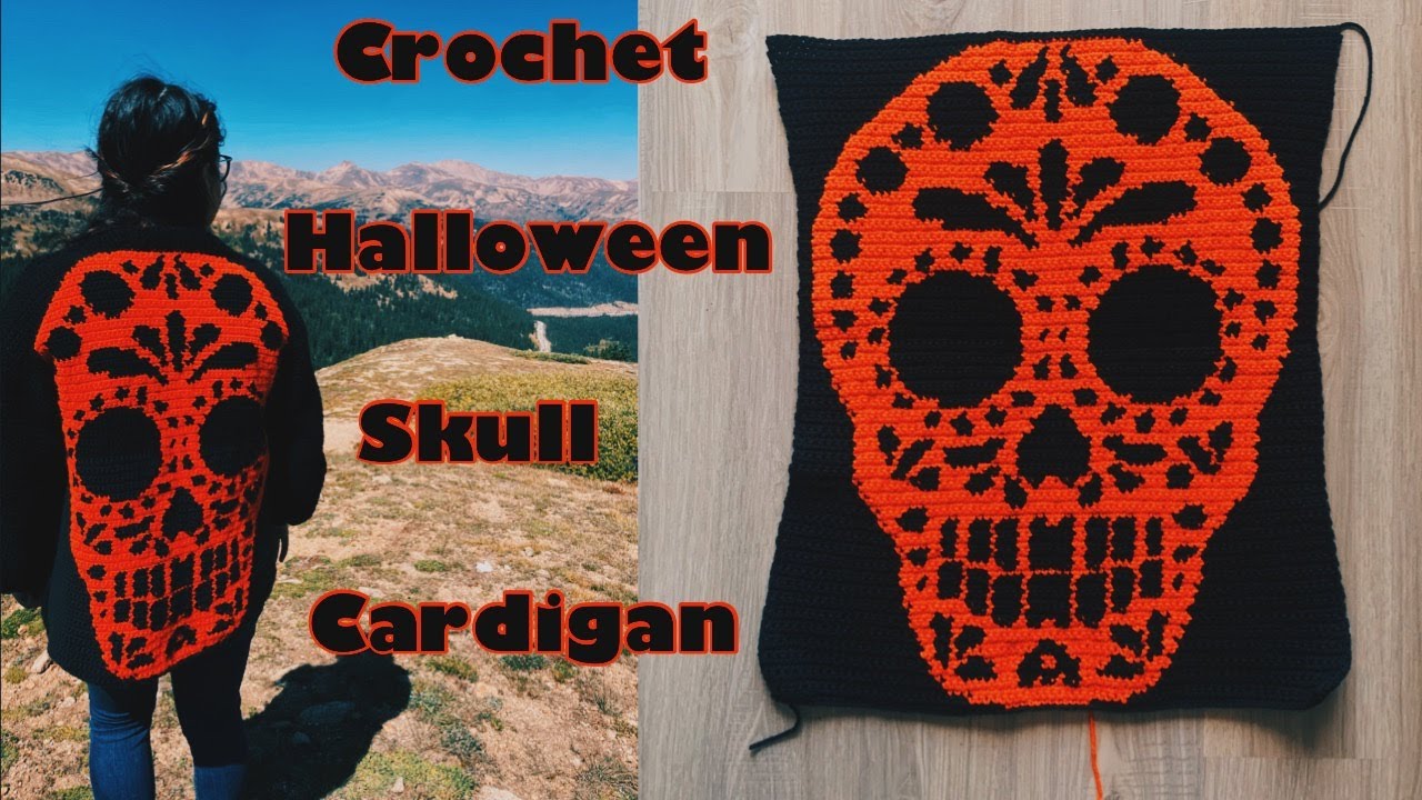 Crocheting My First Spooky Halloween Cardigan | Skull Cardigan | Fall Sweater