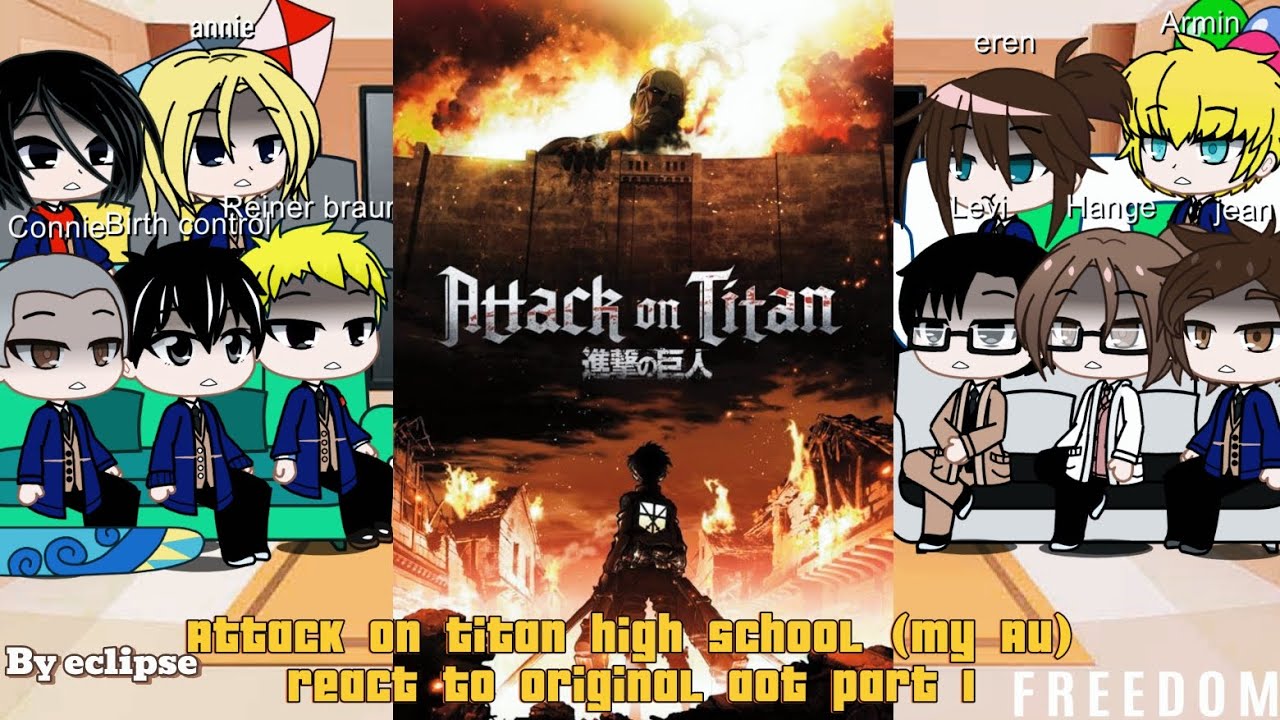 Attack on titan: High school (My Au) React to original aot (part 1/!?)