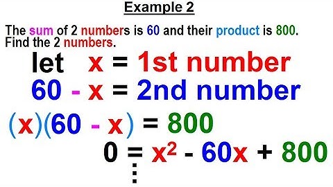 Algebra - Ch. 9: Solving Word Problems with Factoring (2 of 17) Example 2