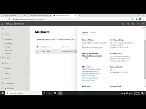 Managing mailboxes in Office 365 Exchange