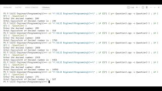 Number System Conversion : Decimal number to Octal Number in C++ programming