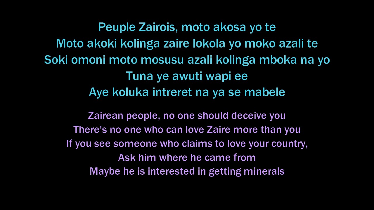 Mobutu Sese Seko translated Lyrics