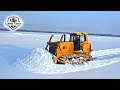 Тяжелая техника против снега - снегозадержание на поле бульдозером Б-11 ЧТЗ. Зима - 2022!