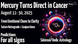 Mercury Direct in Cancer 2025 | August 11 |Conjunction with Venus &Sun | Vedic Astrology predictions