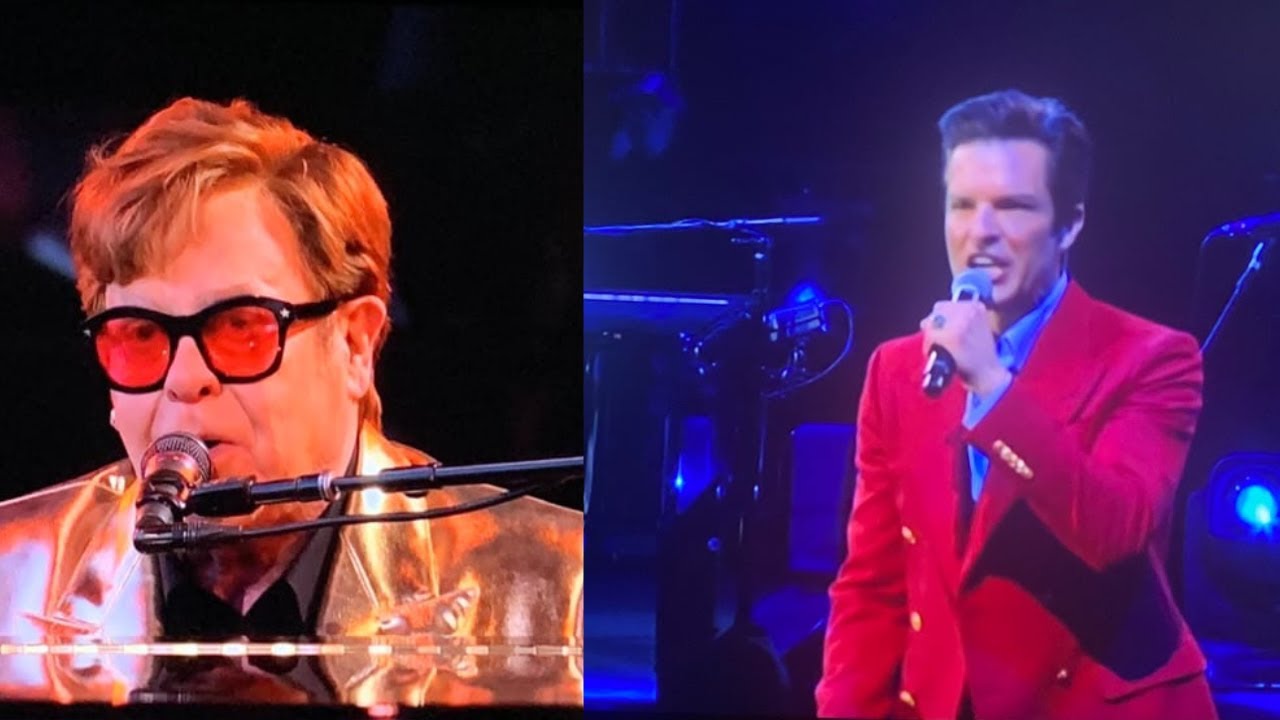 Elton John & Brandon Flowers Performance at Glastonbury Festival 2023 ...