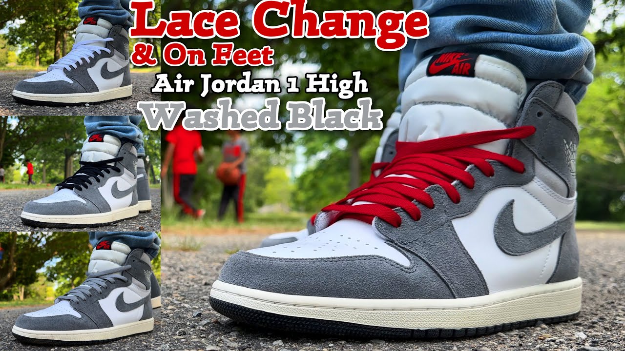 Lace Swap - Jordan 1 Washed Black - YouTube