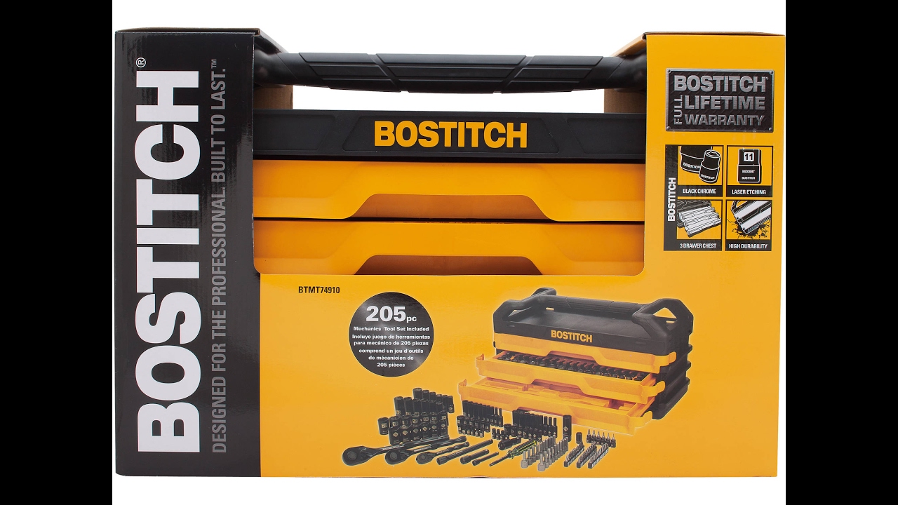 Bostitch 205-Piece Mechanics tool Set - YouTube