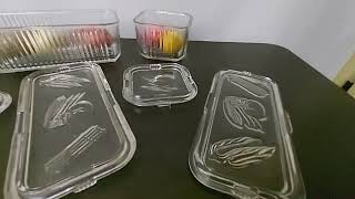 1950 Federal Refrigerator clear storage dishes 6 pieces