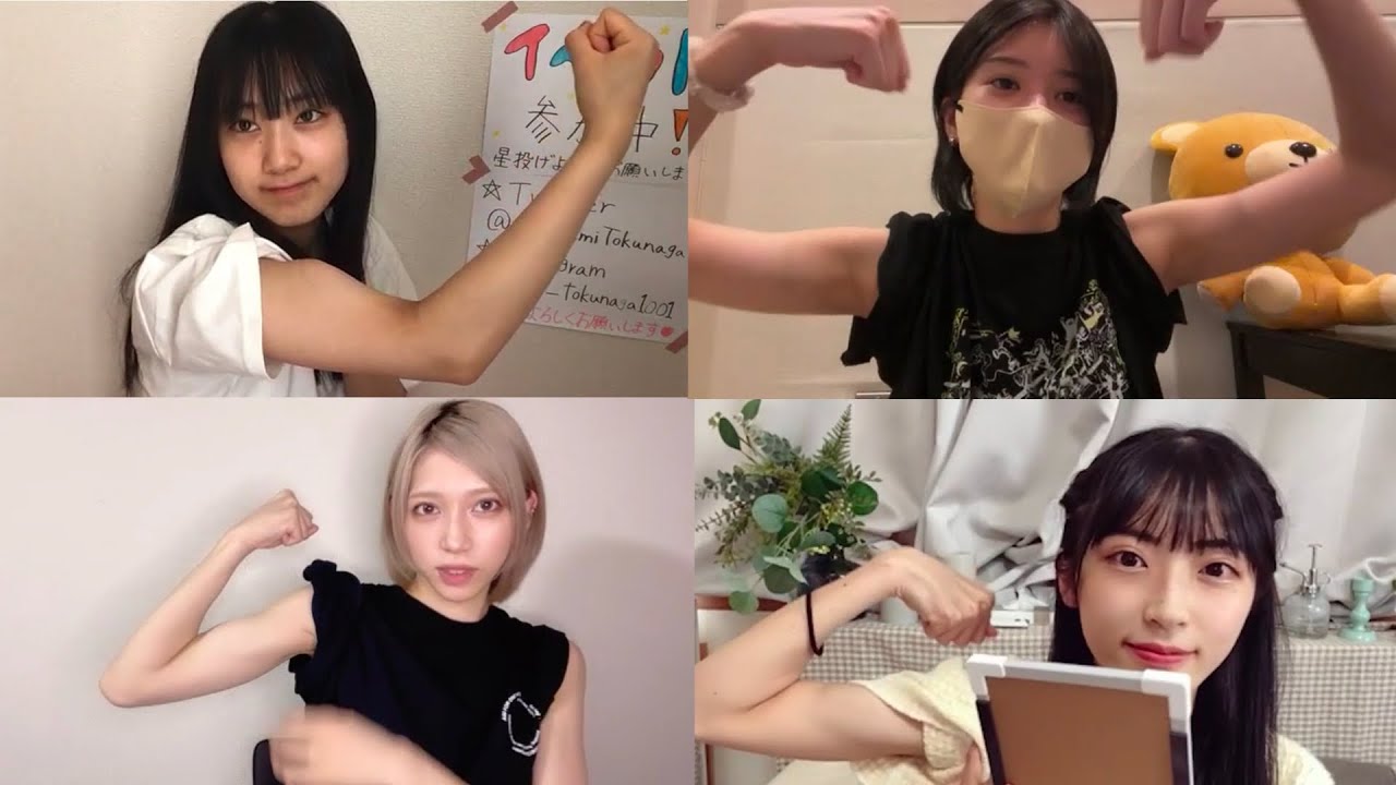 服をめくって自慢の筋肉を見せてくれるAKB48メンバーたち