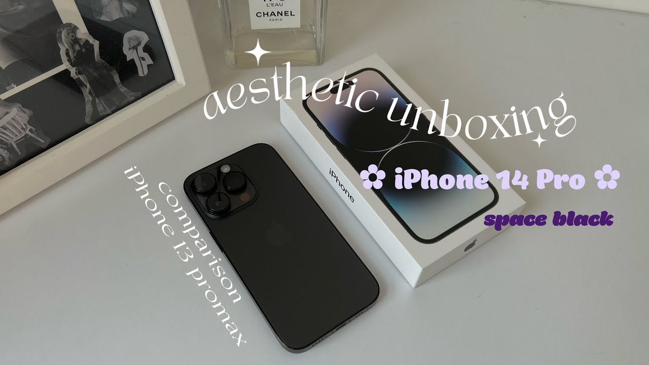 (eng) iPhone 14 pro space black aesthetic unboxing | diy case + camera ...