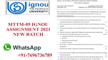 MTTM- 05 IGNOU NEW SOLVED ASSIGNEMENT 2021 BATCH