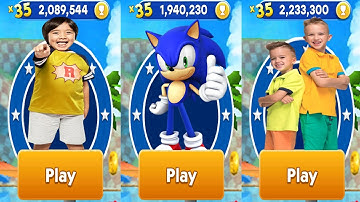 Tag with Ryan vs Sonic Dash vs Vlad & Niki Run All Characters Unlocked