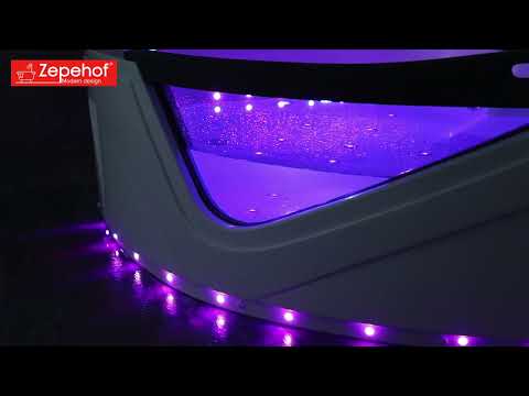 Wanna z hydromasażem LS-2250 narożna 150cmx150cmx68cm chromoterapia z podgrzewaczem — YouTube