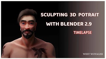 Sculpting 3d potrait with Blender 2.9 // 3d man - character Time-lapse