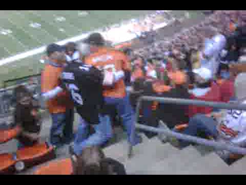Moron Broncos Fan takes on several Browns fans during the Thursday night game November 6th 2008. Game time temp was something like 71 degrees on a Thursday night in November. Eddie Royal scores a 93 yard touchdown pass in the background from Jay Cutler.