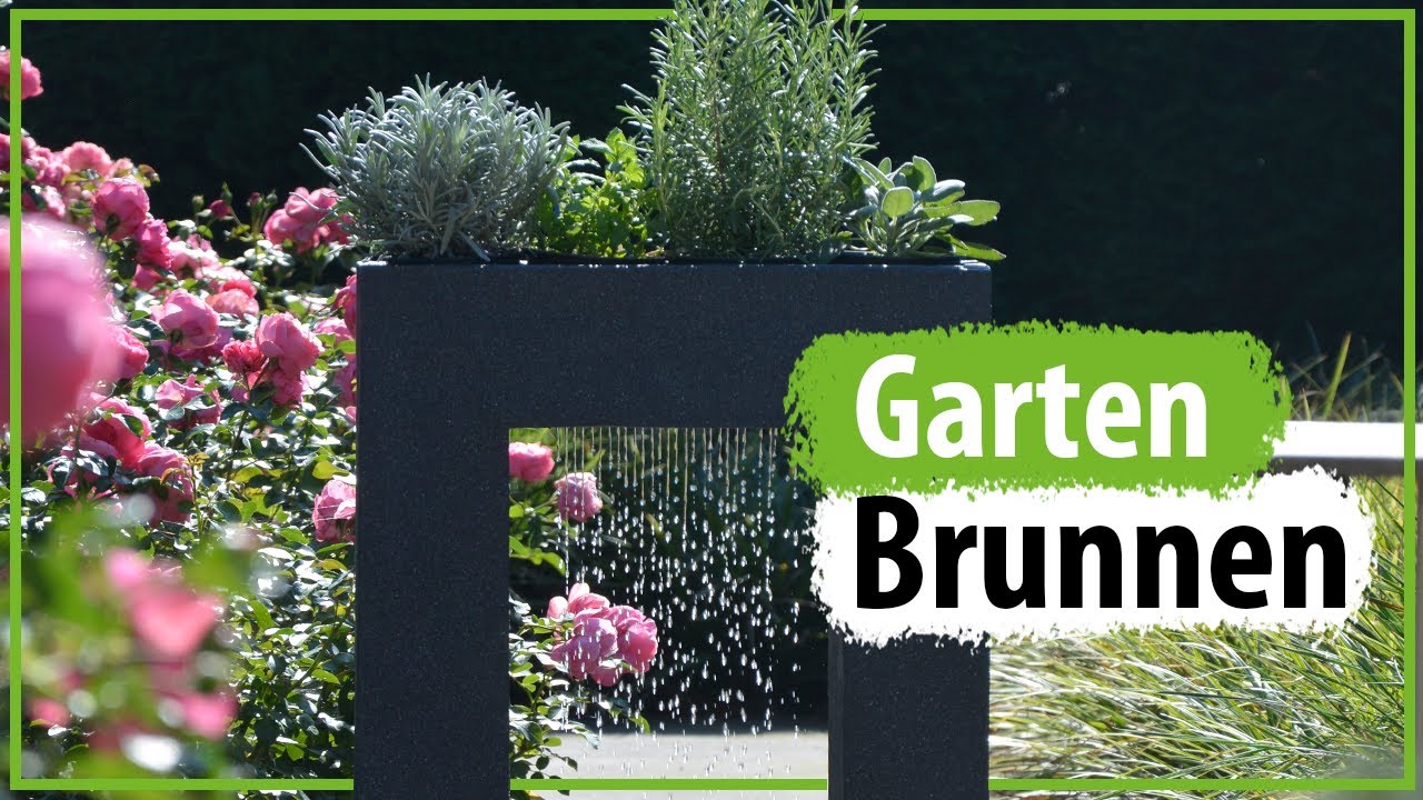 für LED´s, und u. drinnen rechteckig XL cm, Großer Springbrunnen Design Pumpe 54,5x19x76 Pflanzen-Option mit draußen, Garten-Brunnen Polyresin mit