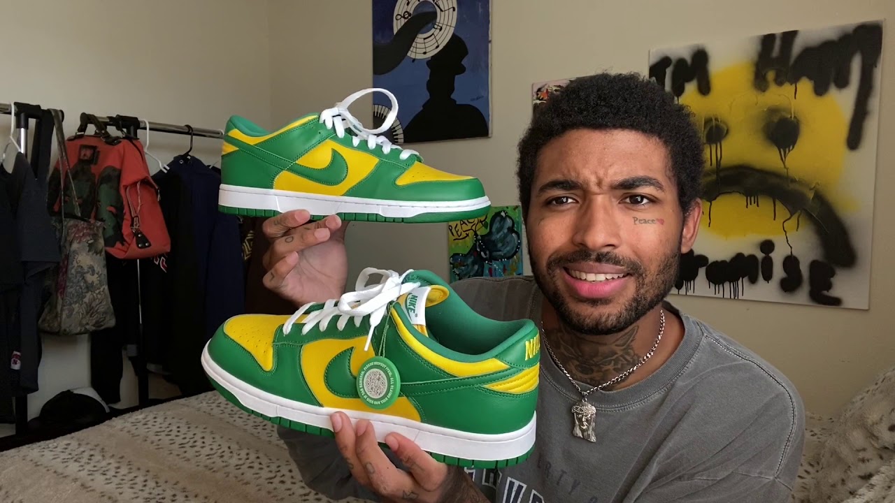 nike dunk low brazil on feet